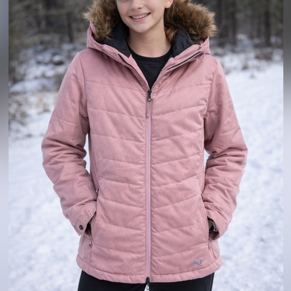 Ripzone Other - Ripzone 5K Youth Large Winter Jacket Dusty Rose Faux Fur Hood Reflective